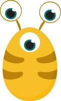 Clipart of yellow-colored monster with three bulging eyes vector or color illustration