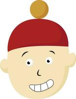 Boy with red hat , vector or color illustration