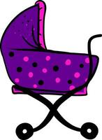 Violet baby stroller , vector or color illustration