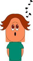 Clipart of a small boy singing set on isolated white background vector or color illustration