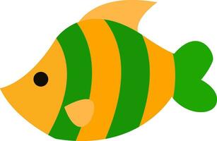 Clipart of a beautiful yellow fish with two green bands as scales vector or color illustration