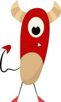 Clipart of a red-colored monster with a tail  vector or color illustration