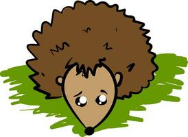 Emoji of a sad brown-colored hedgehog vector or color illustration