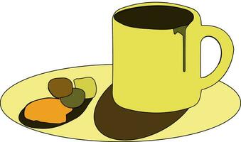 clipart de de color amarillo café taza y platillo vector o color ilustración