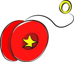 Drawing of a yo-yo in red and yellow colors vector or color illustration