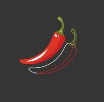 Portrait of red hot chilly peppers over dark background vector or color illustration