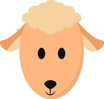 Cartoon face of a peach-colored sheep vector or color illustration