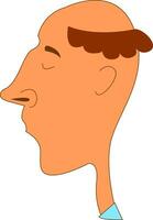 Portrait of a funny-looking man viewed from the side and set on isolated white background vector or color illustration