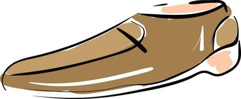 Sketch drawing of a mens shoe in brown color vector or color illustration
