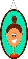 Clipart of an oval-shaped photo frame hanging on the wall vector or color illustration