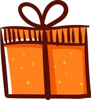 Drawing of an orange gift box vector or color illustration