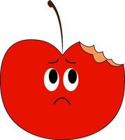 emoji de un triste medio mordido manzana vector o color ilustración