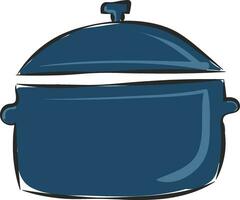 Clipart of a blue-colored non-stick saucepan provided with a lid vector or color illustration