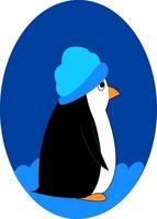 Cartoon picture of a cute penguin isolated on the white background viewed from the side vector or color illustration