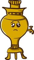 Emoji of a sad samovar vector or color illustration