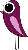 Cartoon purple bird set on isolated white background viewed from the side vector or color illustration