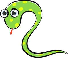 Painting of a green-colored slithering snake vector or color illustration