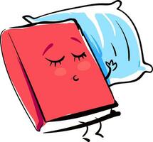 Emoji of a red-colored book sleeping on a pillow vector or color illustration