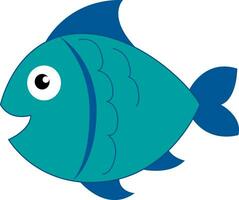 Clipart of a blue-colored smiling fish vector or color illustration