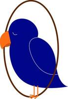 Clipart of a blue-colored sleeping bird vector or color illustration