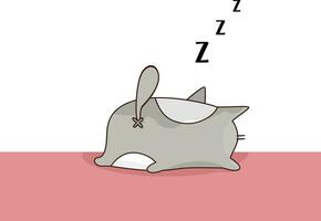 Emoji of a cat snoring while sleeping vector or color illustration