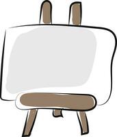 Clipart of a flat and big white photo frame mounted on a wooden chair vector or color illustration