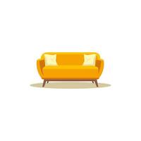 A yellow-colored sofa vector or color illustration