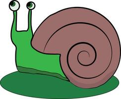 Clipart of a small and pretty green snail vector or color illustration