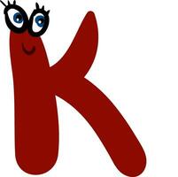 Alphabet capital k emoji in red color vector or color illustration