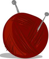 Clipart of a red-colored wool ball vector or color illustration