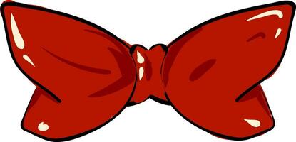 Clipart of a red string bow tie with two black spheres as eyes vector or color illustration