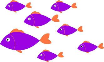 Minimalistic drawing of a regular pattern of purple fish vector or color illustration