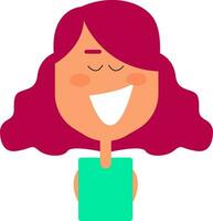 Cartoon funny girl has dyed her hair in pink vector or color illustration