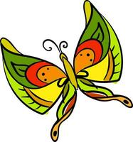 Painting of a multi-colored butterfly set on isolated white background vector or color illustration