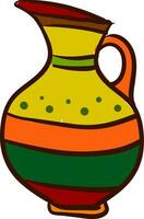 Painting of a multi-colored pitcher a large jug vector or color illustration