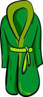 Clipart of a showcase green-colored bathrobe over white background vector or color illustration