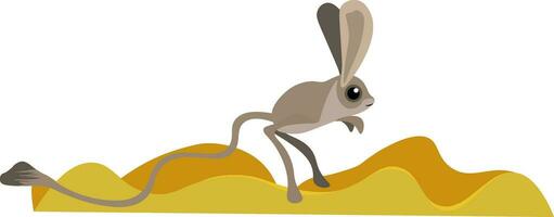 Clipart of a jumping jerboa rodent set on isolated white background viewed from the side vector or color illustration