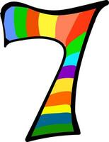 clipart de el numérico número Siete o 7 7 en un rango de múltiple colores vector o color ilustración