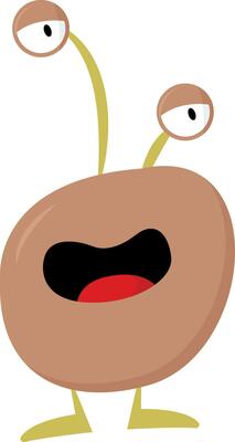 Cartoon funny monster with two bulging eyes vector or color illustration