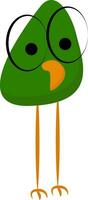 Cartoon bird with spectacles that has no bridge temple and frame vector or color illustration