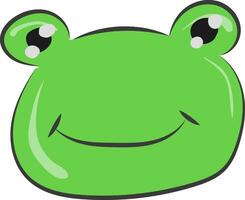 Drawing of the face of a smiling frog vector or color illustration