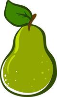 Clipart of a juicy and ripe green pear with a leaf on the stalk vector or color illustration