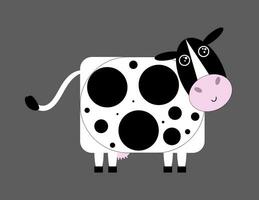 Clipart of a happy cow over a purple background vector or color illustration