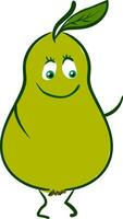 Emoji funny happy green pear vector or color illustration