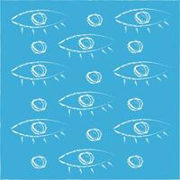 Regular patterns of eyes over blue background vector or color illustration
