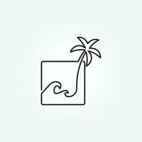 palm tree line art logo vector illustration template design