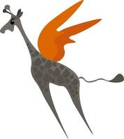 Painting of a flying brown giraffe vector or color illustration