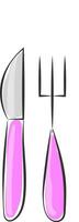 Painting of fork and knife vector or color illustration