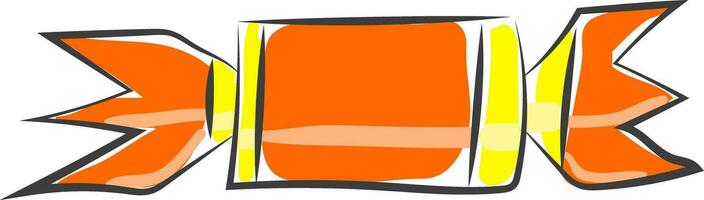 Painting of a candy wrapped with orange and yellow decorative paper vector or color illustration