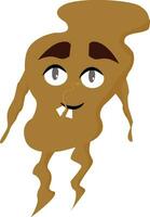 Painting of a brown monster with thick black eyebrows vector or color illustration